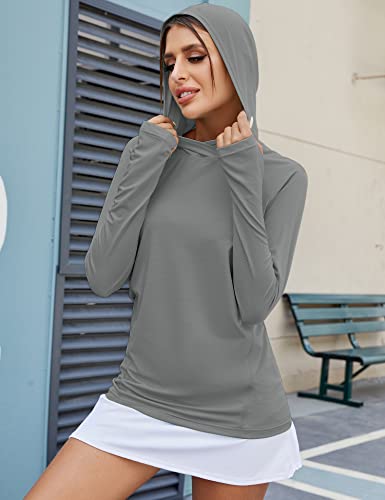 Luyaa Sun Protection Hooded Clothing Athletic Hoodies Shirts Thumb Holes Spf Shirt For Women Long Sleeve Uv Hoodie Xxl Dark Gray #TOP2