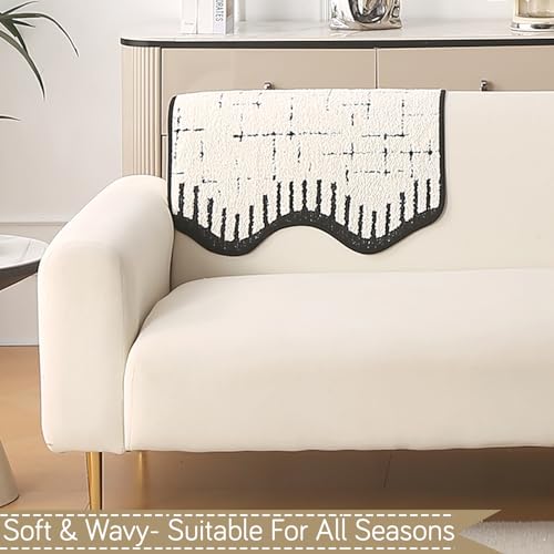 Image of HOKIPO 1 PC Backrest Mat for Sofa Cover | Luxury Supple Soft Wavy Mat with Anti Slip Backing, Off-White (AR-6217-OWHT)