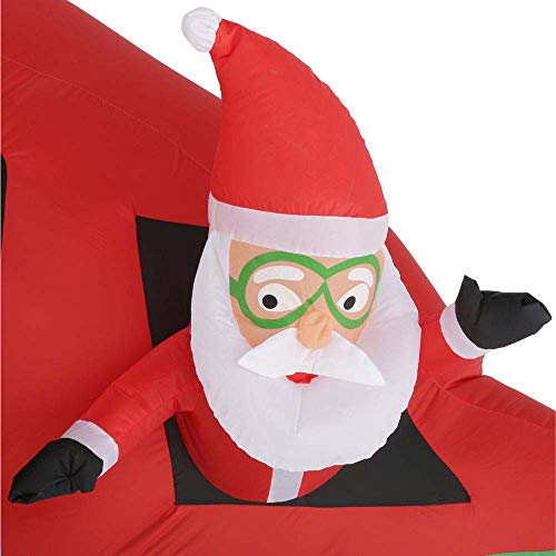 Gemmy 114.17 In. D X 57.09 In. W X 96.85 In. H Animated Inflatable Santa And Elves In Helicopter Scene #TOP5