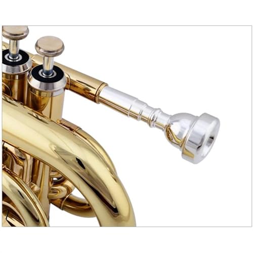 image for VBDEFRT Trumpet Set Mini Pocket Trumpet Bb Flat Brass Wind Instrument 