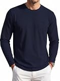 [TACVASEN] 長袖tシャツ メンズ 綿100% ポケット 無地 クルーネック カジュアル ネイビー M