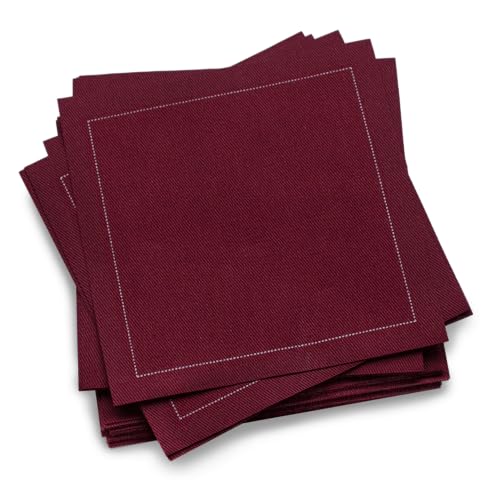 Five Star Cocktail Napkins, 50 Luxury Cotton Disposable Cocktail Party Napkins, 4.5" x 4.5" for Home Bars, Game Nights, Beverages, Birthdays, Weddings & Holidays, Pomegranate