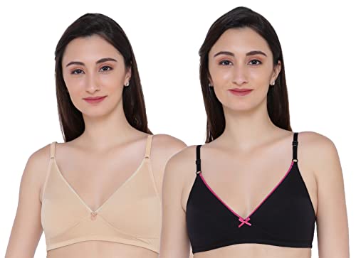 Image of Laavian Women's Wirefree Non Padded Plunge Neck Bra with Elasticated Support Band and Adjustable Shoulder Straps