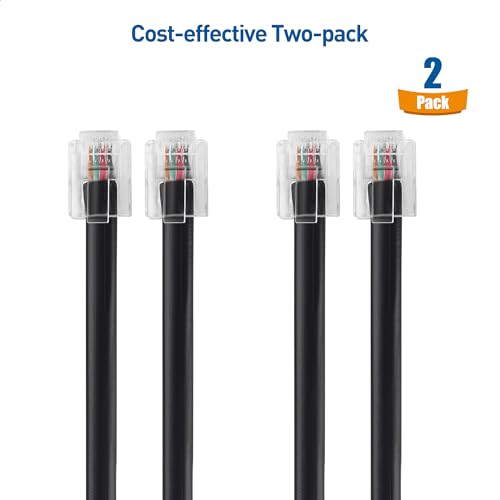 Cable Matters 2er-pack 1m Telefonkabel RJ11 auf RJ11 für Telefon, Internet DSL, ADSL kabel, Modem, ISDN kabel in Schwarz - 1 m