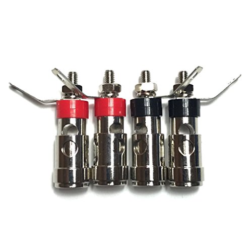 Cess Amplifier Terminal Connector Binding Post Push Quick Type -Binding Post Spring Loaded Press Subwoofer Basket Terminal (4 Pack) #TOP6
