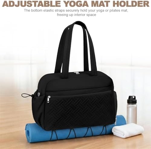 SYTRAH Gym Bag for Women, Lightweight Sport Workout Purse for Travel Black — view 4