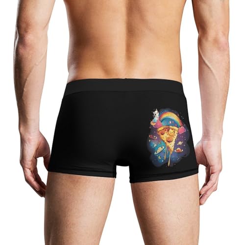 Psychedelic Pizza Planet Rainbow Cat Comfortable Mens Underwear Boxer Briefs Lightweight Stretch Panties4