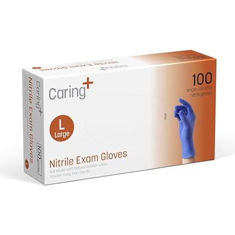 Caring Nitrile Exam Gloves, Large Cover