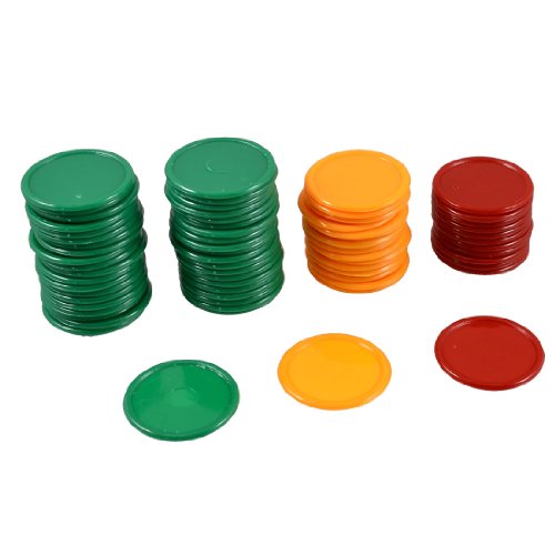 Uxcell a12111600ux0398 Red Orange Green Round Shaped Mini Poker Chips Lucky Game Props 69 Pcs (Pack of 69)
