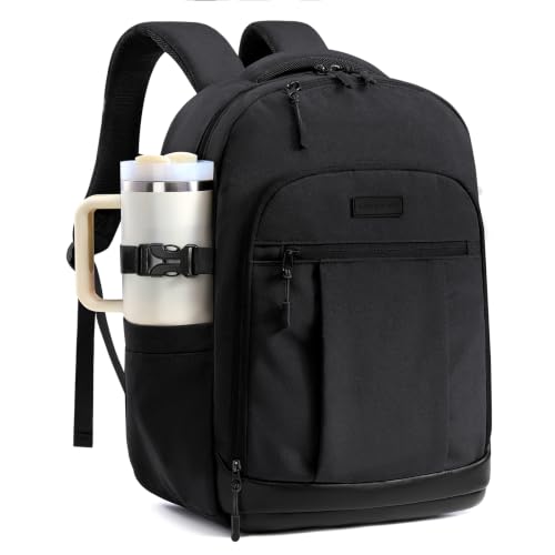 Image of LOVEVOOK Laptop Backpack for Women, Waterproof Work Travel Backpack with Large Cup Pockets for Teacher Nurse, 15.6 inch Computer Bag College Bookbag Daypack, Gifts for Women, Black