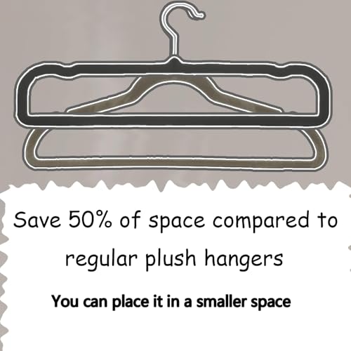 Image of 20 Pack Velvet Pants Hangers for Closet Space Saving, Thin Hanger (Black) | 35cm(L) Heavy Duty Flocked Trouser Hangers, Durable, Clothes Hanger with Silver Swivel Hook, Jean Hangers for Women and Men