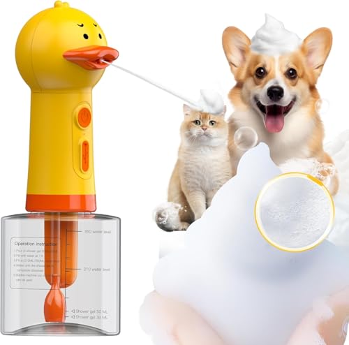 PETTENA ペット用泡ソープディスペンサ 電動犬用シャンプーディスペンサー 犬用シャンプー スプレー アヒル シャンプー 泡立ち ペット用 泡立ちソープディスペンサー 浴槽用 キッチンシンク掃除 (ダック)