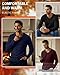 Sweetyweee 3 Pack Men's Thermal Shirts Big and Tall Fleece Lined Long Sleeve V Neck Base Layer Raglan Curved Hem Warm Tops(Black, Navy Blue, Burgundy,3X-Large)