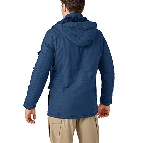 Crysully Men's Military Long Sleeve Full Zip Jacket Winter Fleece Lined Bomber Coat Denim Blue #TOP5