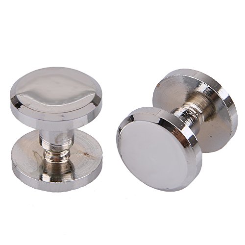 20pcs Silver Chrome Plated Flat Head Button Brass Studs Screwback for Leather Belt (10x4x5mm)