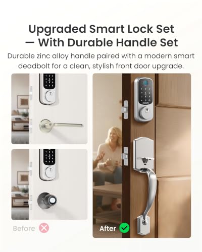 DESLOC B200 Smart Front Door Lock Handle Set, Fingerprint & App Control - image 2