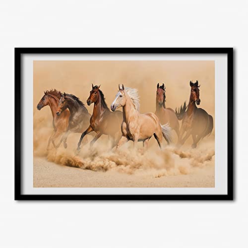 Tableau chevaux du désert pour salon moderne avec cadre en bois MDF Tulup 70x50 cm