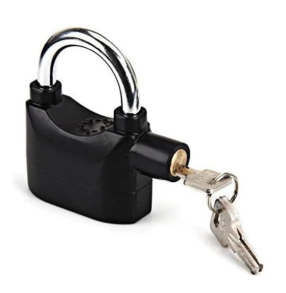 NTECHAnti-Theft System Security Padlock with Smart Alarm Lock Siren Motion Sensor for Home, Office, and Cycle (Black) (4Pcs)