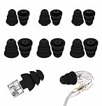 6 Pairs Triple Flange Compatible with Shure SE215 Pro Ear Tips, Noise Reduce Silicone with 2mm Connector Hole Eartips Earbuds Compatible with Etymotic Research / Klipsch / Westone - Black