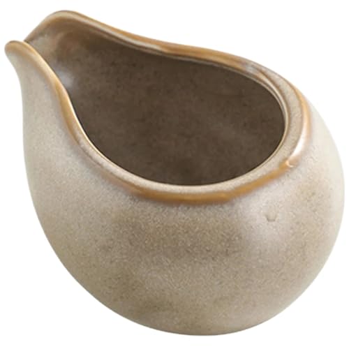 Espumador de leche, jarra de café, jarra de cerámica for casa, restaurante, crema, jarabe, dispensador de espuma, té de la tarde, café, utensilios for cafetera, boquilla redonda.(Yellow)