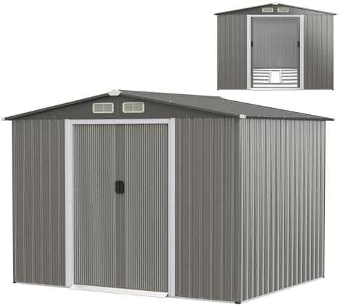 COSTWAY Abri de Jardin 4.7㎡en Acier Galvanisé Anti-UV, 260 x 207 ...