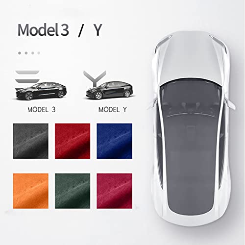 Kehuashina 2Pcs/Set Interior Instrument Panel Cover For Tesla Model 3 Model Y 2017-2022 Accessories Suede Fur Dashboard Decoration (Red) #TOP2