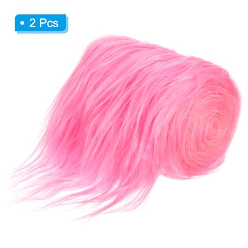 PATIKIL Plush Faux Fur Fabric Precut Strips, 2 Pcs 59" x 4" Fluffy Faux Fur Ribbon for DIY Crafts Christmas Halloween Gnome Beard, Pink - Image 3