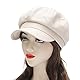 ZLYC Unisex PU Leder Ballonmütze Schirmmütze Retro Klassisch Achteck Kappe Winter Baskenmützen(Cremeweiß)