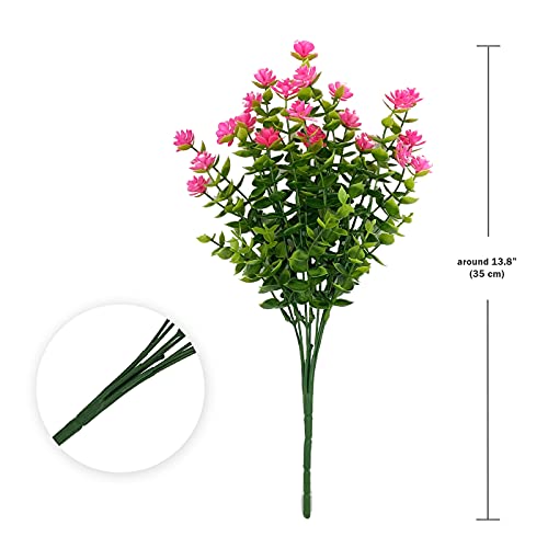 Satefello 6 Bundles Artificial Flowers For Outdoors, Fake Mums Uv Resistant Plants With Flowers Faux Plastic Plants For Outside Planter Window Box-Pink #TOP4