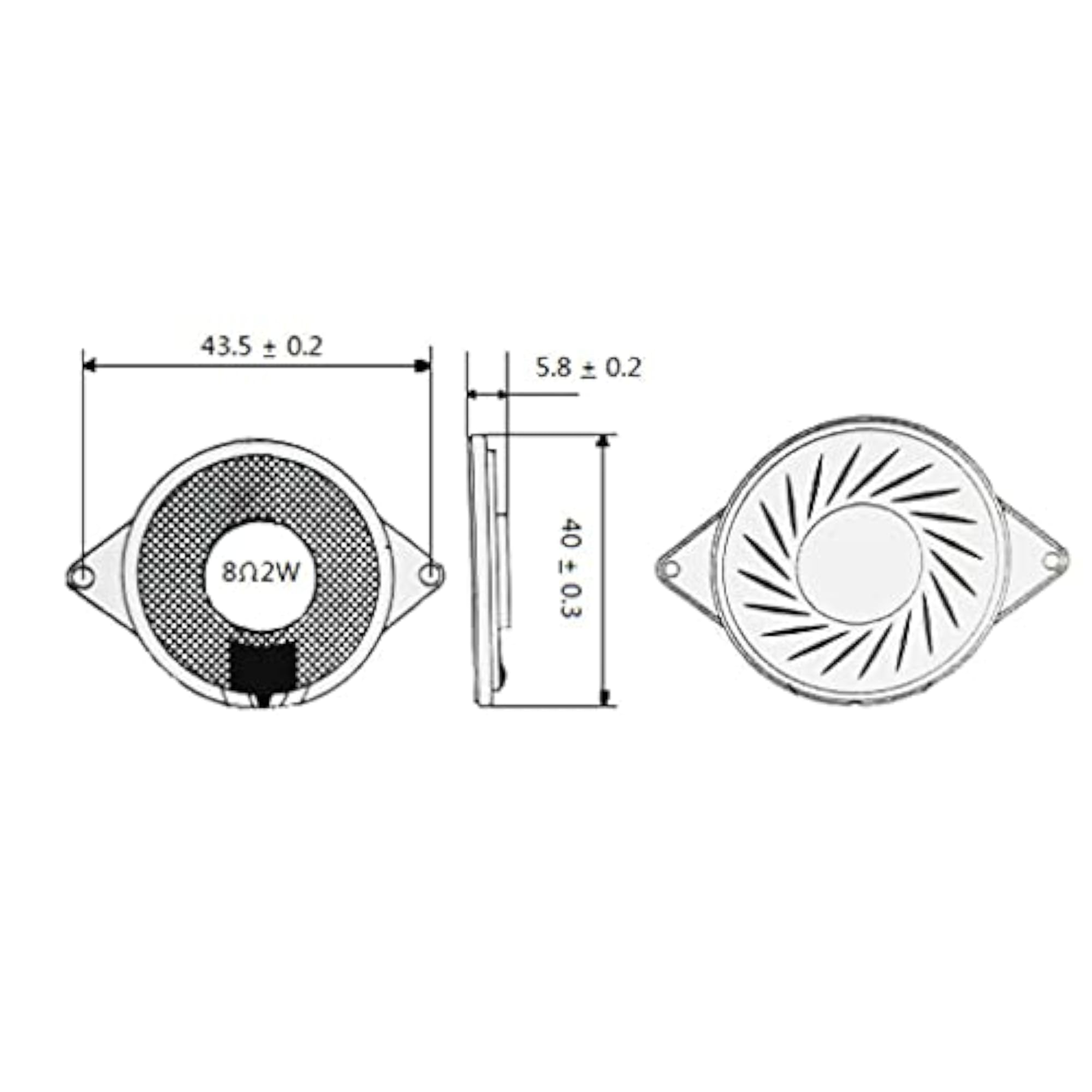 Speaker Ultra-Thin Diagonal Screw Hole 8Ohm 2W Magnetic Inside Iron Shell