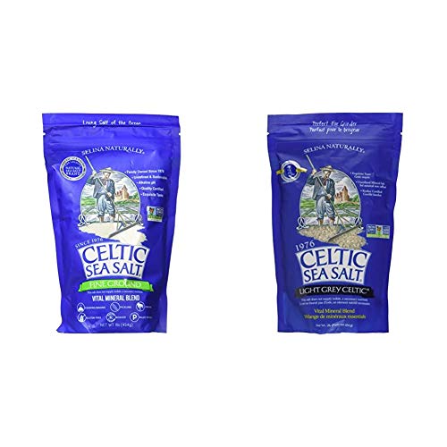 Fine Ground Celtic Sea Salt – (1) 16 Ounce Resealable Bag Of Nutritious, Classic Sea Salt & Light Grey 1 Pound Resealable Bag – Additive-Free, Delicious Sea Salt, Perfect For Cooking, Baking And More #TOP7