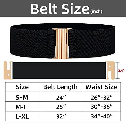 Black Belts For Women Wide Elastic Belt For Dresses Cinch Belt Gold Buckle S #TOP6
