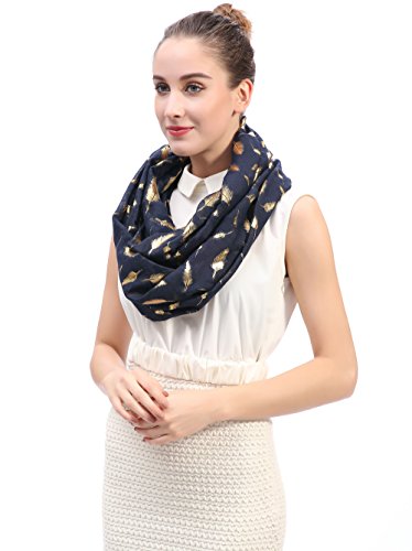 Lina & Lily Metallic Gold Feather Women's Infinity Loop Scarf2