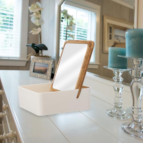 Miroir de maquillage transparent pour coiffeuse encombrée avec rangement - 5