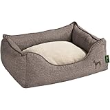 HUNTER Hundesofa BOSTON, gemütliches Hundebett mit Wendekissen, klassisches Design, weiches Kuschelsofa waschbar, rutschfest, Farbe: braun, Größe: S