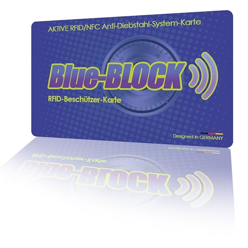 Blue- Block Aktive RFID/NFC Beschützer Karte Off-Block RFID-Blocker-Karte Blau Blocking Card Neueste Generation Schutz vor Datendiebstahl Das Original aus dem Teleshopping by Michael G.