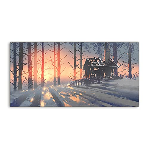 Tableau photo art trempé image sur verre 100x50cm salon chambre paysage hiver