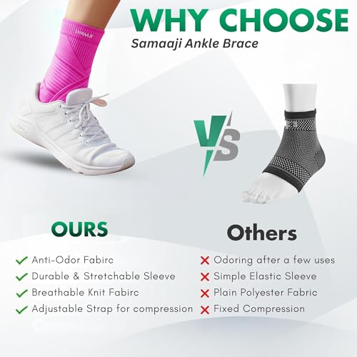 Adjustable Ankle Support for Ligament Damage | Ankle Brace with Adjustable Strap for Compression | Achilles Tendonitis & Plantar Fasciitis Support | Ankle Support for Women & Men, Sprain & Pain Relief