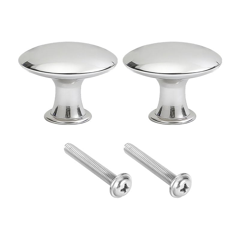 BroLuka 2 Pcs Vintage Round Cabinet Knobs, 30mm Single Hole Drawer and Cupboard Handles with Screws for Kitchen, Wardrobe, and Bathroom Cabinets (Silver)
