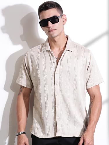 Image of Thomas Scott Men Polyester Blend Solid Oversized Fit Shirt
