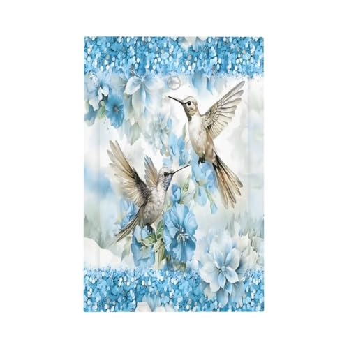 XFYGBY Decorative Light Switch Plate Covers Rustic Blue Flowers Hummingbirds 1 Gang No Device Single Blank Outlet Covers Wall Plate Light Switch Cover Plate for Bedroom Home Decor
