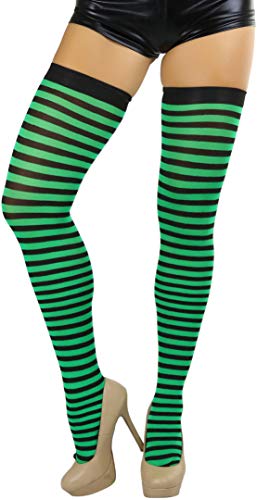 Image of ToBeInStyle Women's Opaque Hosiery Thin Striped Thigh High Long Stocking