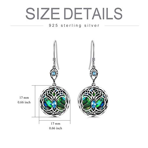 Celtic Tree Of Life Earrings Sterling Silver Family Tree Dangle Drop Earrings With Birthstone Crystals, Birthday Jewelry Gifts For Women Her (Simulated Aquamarine) #TOP3