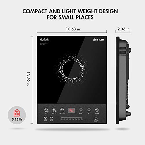 Electric Induction Cooktop, iSiLER 1600W Portable Induction Cooker Cooktop, Countertop Burner Suitable for Cast Iron, Stainless Steel Cookware