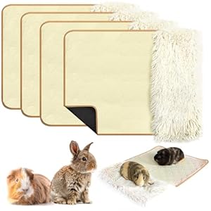 Plush Guinea Pig Cage Liners, 4PCS Guinea Pig Bedding Pads 24×18, Washable & Reusable Guinea Pig Super Absorbent Pee Pad for Rabbit Hamster Chinchilla Bunny Rat or Other Small Animal