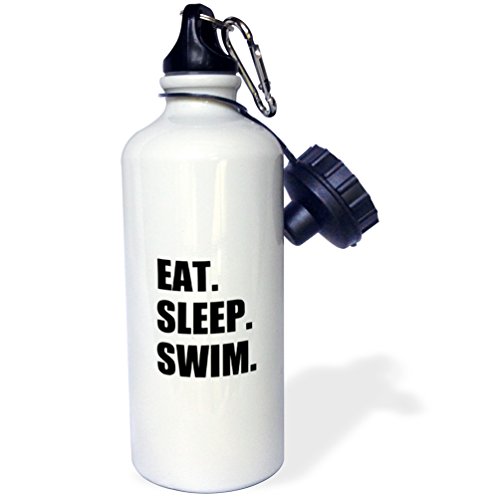 3dRose Eat Sleep Swimming Enthusiast-Swimmer Passion-Black Text Sports Water Bottle, 21oz, Multicolored