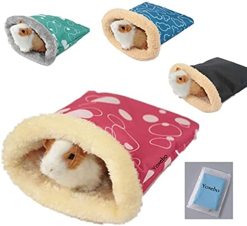 Yoxebo Hamster Sleeping Bag, Winter Soft Warm Bed Plush Small Pet Nest Snuggle Sack Hideout Pouch for Hedgehog Guinea Pig Squirrel Small Animals (Random Color) (L-7.08 x 9.05)