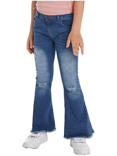 Kids Girls Vintage Flared Jeans Elastic Waist Denim Pants Girls Bell Bottoms Casual Hiking Trousers Size 6-16 Years4