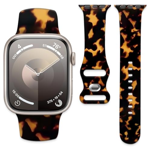 Silicone Watch Band Compatible with Apple Watch 38mm 40mm 41mm Adjustable Soft Replacement Strap for Women Men Compatible with iWatch Ultra2/1 SE Series 10 9 8 7 6 5 4 (Luxury leopard)