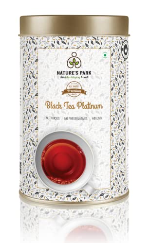 Image of Nature's Park Black Tea Platinum Indian CTC Loose Tea Leaves Chai Patti Regular Drink Strong & Refreshing USDA Certified Can (125gm)